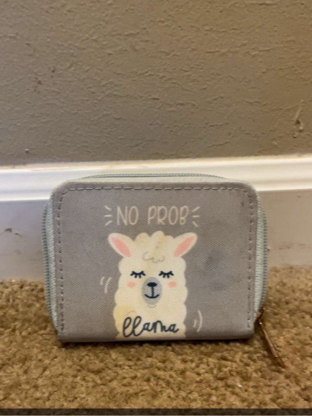 No Prob-llama Gray Zip Wallet